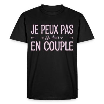 je peux pas je suis en couple. cadeau couple. - T-shirt Premium bio Homme - noir - Devant - Nico (187cm)
