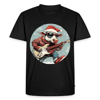 Bulle Guitare Rocker de Noël Taurus - T-shirt Premium bio Homme - noir - Devant - Nico (187cm)
