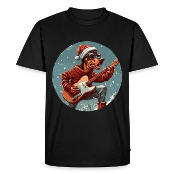 Doberman Chien Noël Rocker Guitare - T-shirt Premium bio Homme - noir - Devant - Nico (187cm)