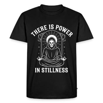 La Faucheuse méditative - La puissance dans l’immobilité - T-shirt Premium bio Homme - noir - Devant - Nico (187cm)
