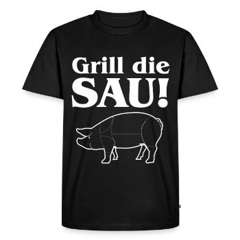 Grill die Sau - Männer Premium Bio T-Shirt - Schwarz - Vorne - Nico (187cm)