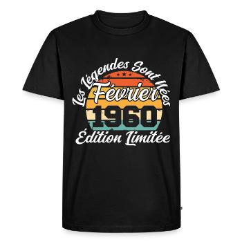 Les légendes sont nées en février 1960 - T-shirt Premium bio Homme - noir - Devant - Nico (187cm)
