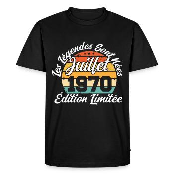 Les légendes sont nées en juillet 1970 - T-shirt Premium bio Homme - noir - Devant - Nico (187cm)