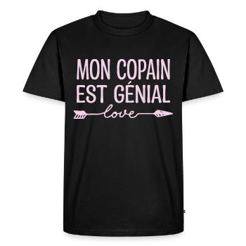 Mon Copain est génial, cadeau copain.cadeau copine - T-shirt Premium bio Homme - noir - Devant - Nico (187cm)
