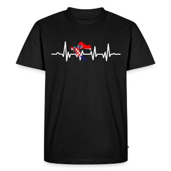 Croatia Heartbeat ECG Croatian Flag Croatian Gift - Men's Premium Organic T-Shirt - black - Front - Nico (187cm)