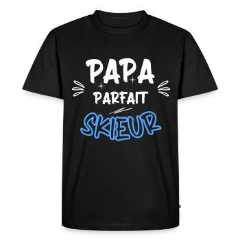 Papa parfait skieur / ski / cadeau / humour - T-shirt Premium bio Homme - noir - Devant - Nico (187cm)