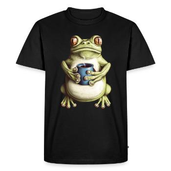 Toad Frog Coffee - Men's Premium Organic T-Shirt - black - Front - Nico (187cm)