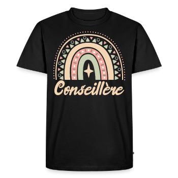 Cadeau Conseillère. Boho Rainbow conseillère. - T-shirt Premium bio Homme - noir - Devant - Nico (187cm)