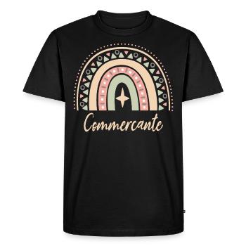 Cadeau Commerçante. Boho Rainbow commerçante. - T-shirt Premium bio Homme - noir - Devant - Nico (187cm)