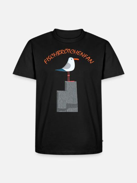Fischbrötchen Fan die Möwe - Männer Premium Bio T-Shirt - Schwarz