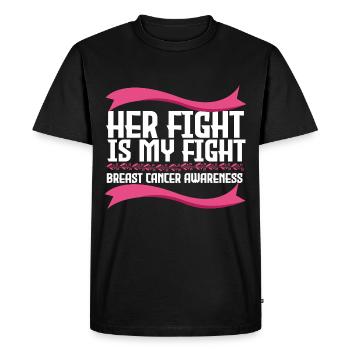 Son combat est notre combat - Cancer - T-shirt Premium bio Homme - noir - Devant - Nico (187cm)