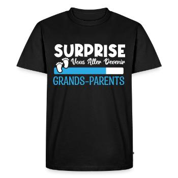annonce grossesse grands parents. devenir grands. - T-shirt Premium bio Homme - noir - Devant - Nico (187cm)