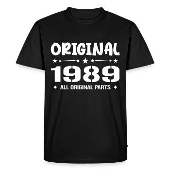 Né en 1989, Cadeau Anniversaire 1989 Original 1989 - Men's Premium Organic T-Shirt - black - Front - Nico (187cm)
