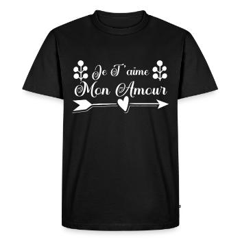 Je t'aime mon amour. cadeau saint valentin. couple - T-shirt Premium bio Homme - noir - Devant - Nico (187cm)