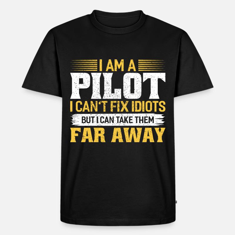 Pilot - Männer Premium Bio T-Shirt - Schwarz