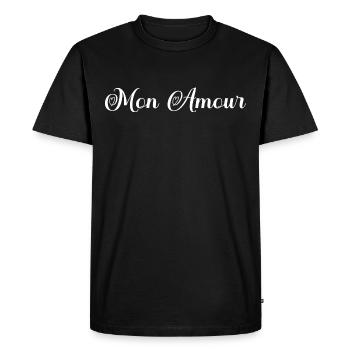 Mon amour - Cadeau saint valentin. Cadeau couple. - T-shirt Premium bio Homme - noir - Devant - Nico (187cm)