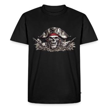 Conception de costume d’Halloween de crâne de pirate - T-shirt Premium bio Homme - noir - Devant - Nico (187cm)