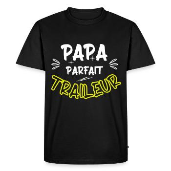Papa parfait traileur / running / cadeau - T-shirt Premium bio Homme - noir - Devant - Nico (187cm)