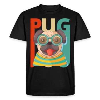 Chiot de chien rétro carlin rétro. Cadeaux de l'année du chien - T-shirt Premium bio Homme - noir - Devant - Nico (187cm)