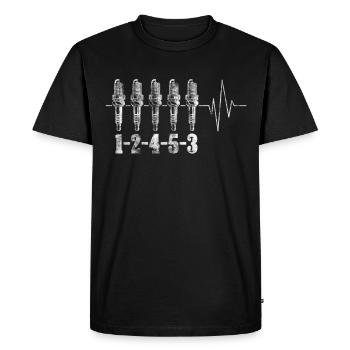 5 cylindres cinq cylindres 2.5TFSI Turbo - T-shirt Premium bio Homme - noir - Devant - Nico (187cm)