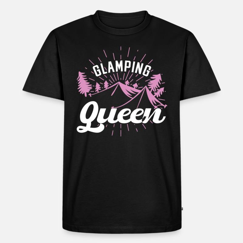 Glamping Queen Camping - Männer Premium Bio T-Shirt - Schwarz