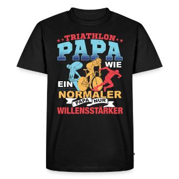 Courir triathlon papa seulement le triathlon de la volonté - T-shirt Premium bio Homme - noir - Devant - Nico (187cm)