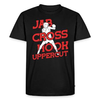 Boîtes d’uppercut Jab Cross Hook - T-shirt Premium bio Homme - noir - Devant - Nico (187cm)
