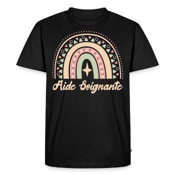 Cadeau Aide Soignante. Boho Rainbow aide soignante - T-shirt Premium bio Homme - noir - Devant - Nico (187cm)