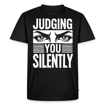 Judging You Silently Funny Sarcastic Eyes Art - Men's Premium Organic T-Shirt - black - Front - Nico (187cm)