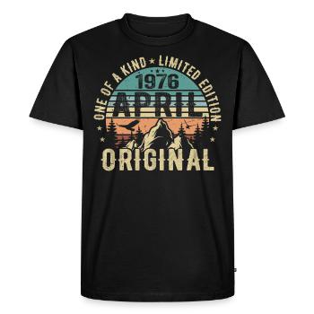 Né en avril 1976, légende depuis avril 1976 - T-shirt Premium bio Homme - noir - Devant - Nico (187cm)