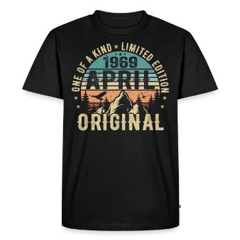 Né en avril 1969, légende depuis avril 1969 - T-shirt Premium bio Homme - noir - Devant - Nico (187cm)