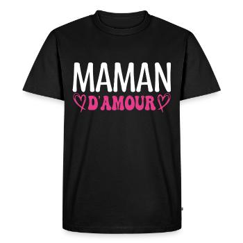Maman d'amour, fêtes des mères. cadeau maman, mère - T-shirt Premium bio Homme - noir - Devant - Nico (187cm)