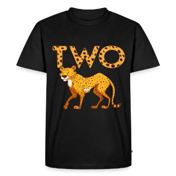 2ème anniversaire Cheetah Zoo Safari 2 ans - T-shirt Premium bio Homme - noir - Devant - Nico (187cm)