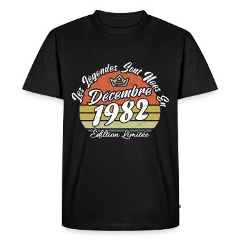 Légende Sont Nées En Décembre 1982, Cadeau annive. - T-shirt Premium bio Homme - noir - Devant - Nico (187cm)