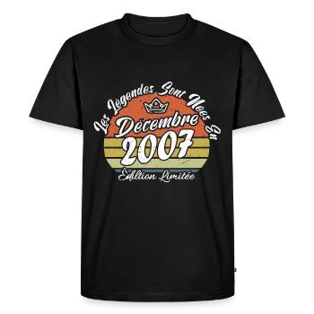Légende Sont Nées En Décembre 2007, Cadeau annive. - T-shirt Premium bio Homme - noir - Devant - Nico (187cm)
