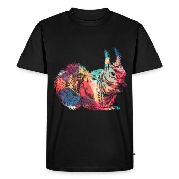Colorful Squirrel Art Retro Rodent - Men's Premium Organic T-Shirt - black - Front - Nico (187cm)
