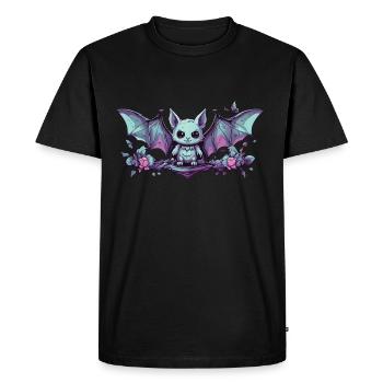 Kawaii Pastel Goth Bat Gothic Style - Men's Premium Organic T-Shirt - black - Front - Nico (187cm)