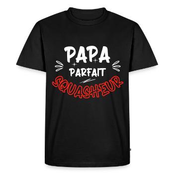 Papa parfait squasheur / squash / cadeau - T-shirt Premium bio Homme - noir - Devant - Nico (187cm)