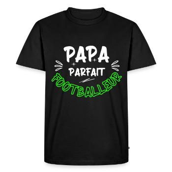 Papa parfait footballeur / foot / cadeau - T-shirt Premium bio Homme - noir - Devant - Nico (187cm)