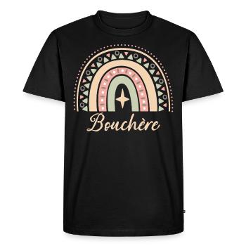 Cadeau Bouchère. Boho Rainbow bouchère. - T-shirt Premium bio Homme - noir - Devant - Nico (187cm)