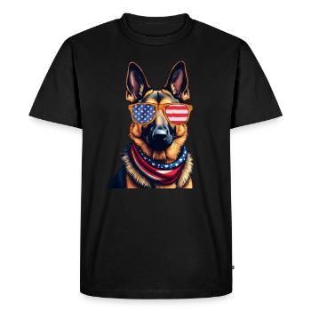 Amour de chien de drapeau américain de berger allemand - T-shirt Premium bio Homme - noir - Devant - Nico (187cm)