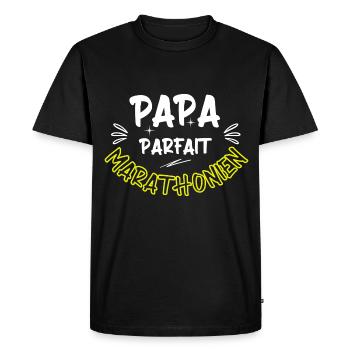 Papa parfait Marathonien / Running / Cadeau - T-shirt Premium bio Homme - noir - Devant - Nico (187cm)