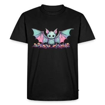 Pastel gothique chauve-souris Kawaii Halloween Design - T-shirt Premium bio Homme - noir - Devant - Nico (187cm)