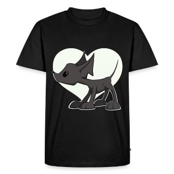 Chien mignon avec du cœur. Cheise, stickers, sweat à capuche... - T-shirt Premium bio Homme - noir - Devant - Nico (187cm)