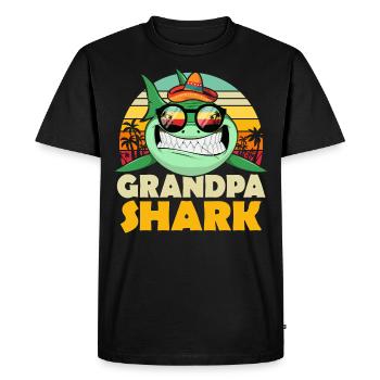 Grandpa Shark T-Shirt for Father's Day / Birthday - Men's Premium Organic T-Shirt - black - Front - Nico (187cm)