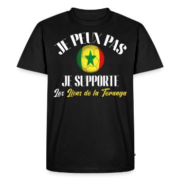 je supporte les lion de la teranga. Sénégal - T-shirt Premium bio Homme - noir - Devant - Nico (187cm)