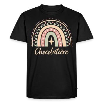 Cadeau Chocolatière. Boho Rainbow chocolatière. - T-shirt Premium bio Homme - noir - Devant - Nico (187cm)