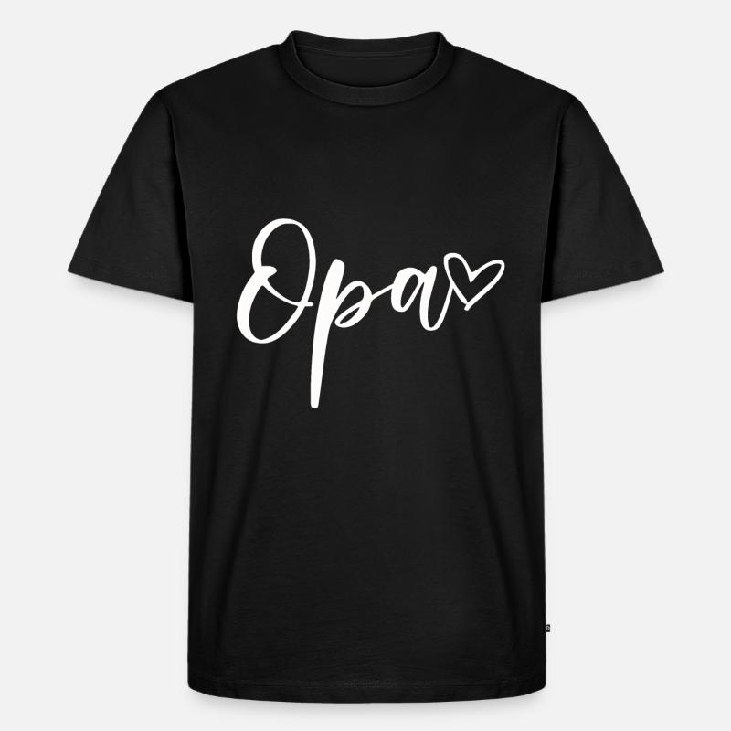 Opa Herz - Geschenk Enkel Liebe - Männer Premium Bio T-Shirt - Schwarz