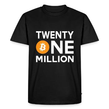 Bitcoin Vingt et un millions - T-shirt Premium bio Homme - noir - Devant - Nico (187cm)