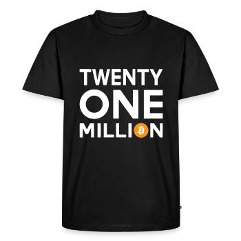 Bitcoin Vingt et un millions - T-shirt Premium bio Homme - noir - Devant - Nico (187cm)